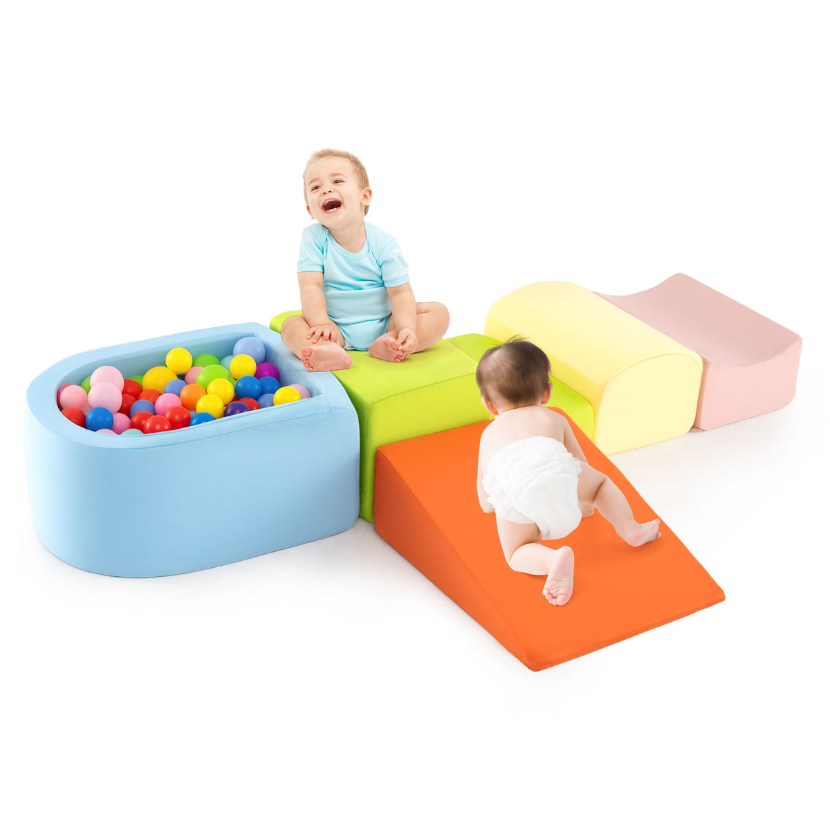 5-Piece Kids Climb and Crawl Soft Playset with Machine-Washable Covers