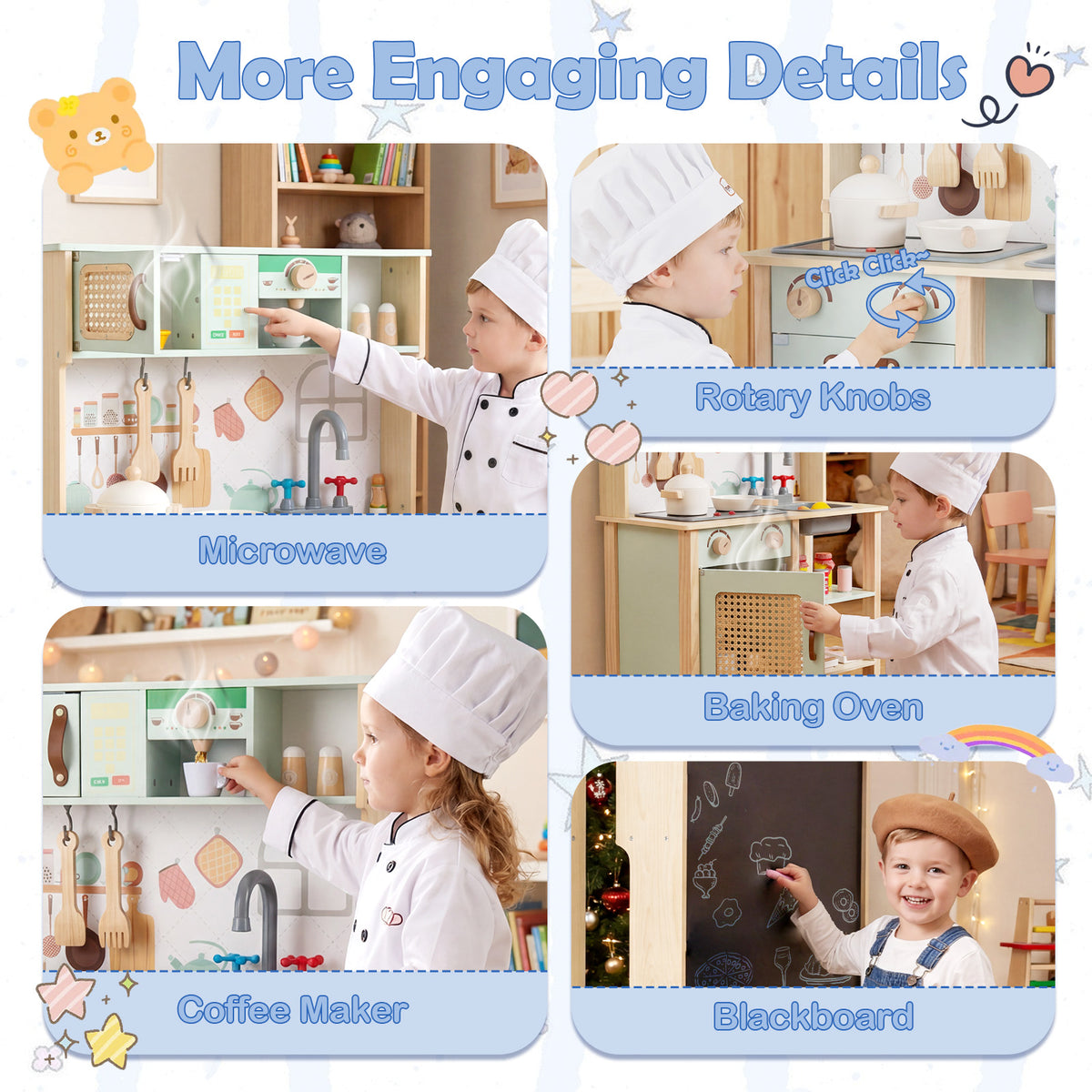 Toddler Toy Kitchen Set with Lights and Sounds for Girls and Boys Ages 3+