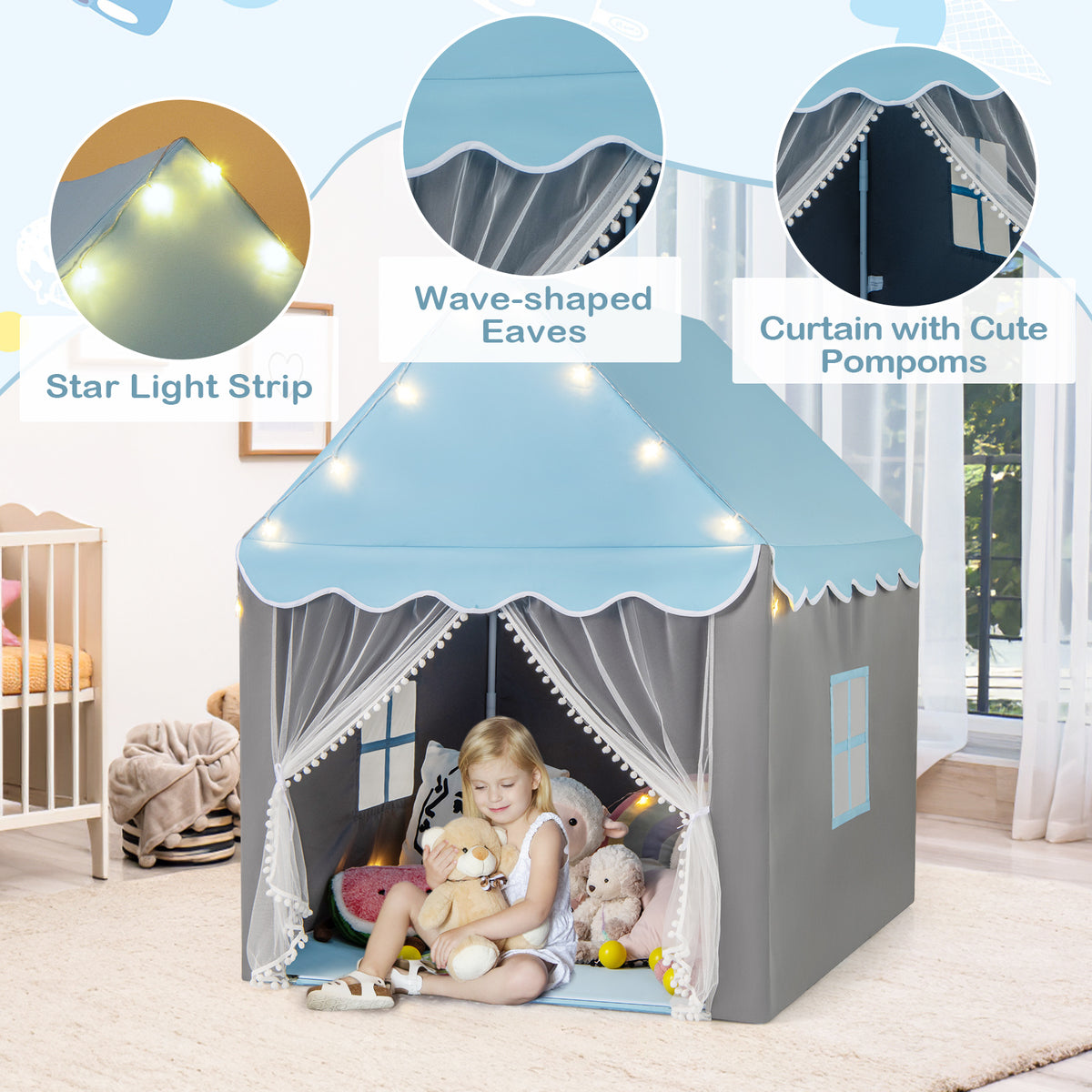 Indoor Outdoor Princess Tent for Boys & Girls