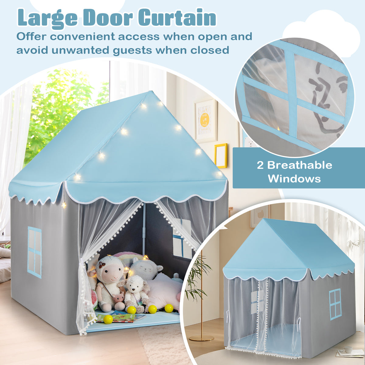 Indoor Outdoor Princess Tent for Boys & Girls