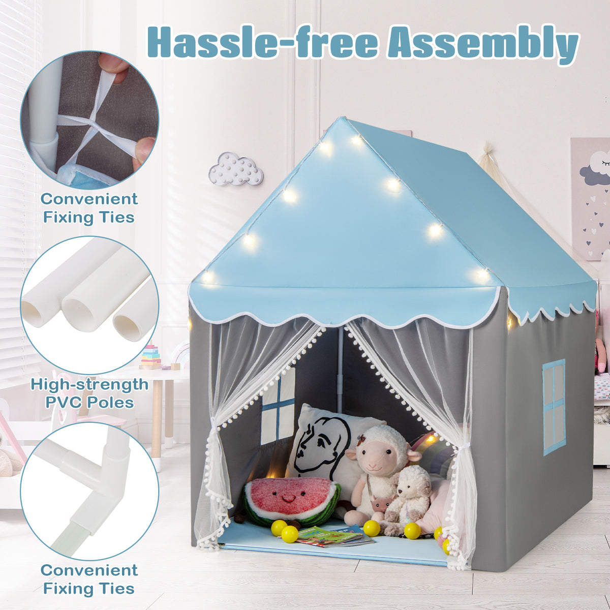 Indoor Outdoor Princess Tent for Boys & Girls