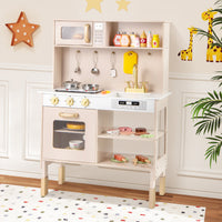 Kids Kitchen Playset, Pretend Play Kitchen w/ Stoves with Sound & Light, Oven