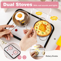 Kids Kitchen Playset, Pretend Play Kitchen w/ Stoves with Sound & Light, Oven