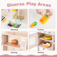 Kids Kitchen Playset, Pretend Play Kitchen w/ Stoves with Sound & Light, Oven