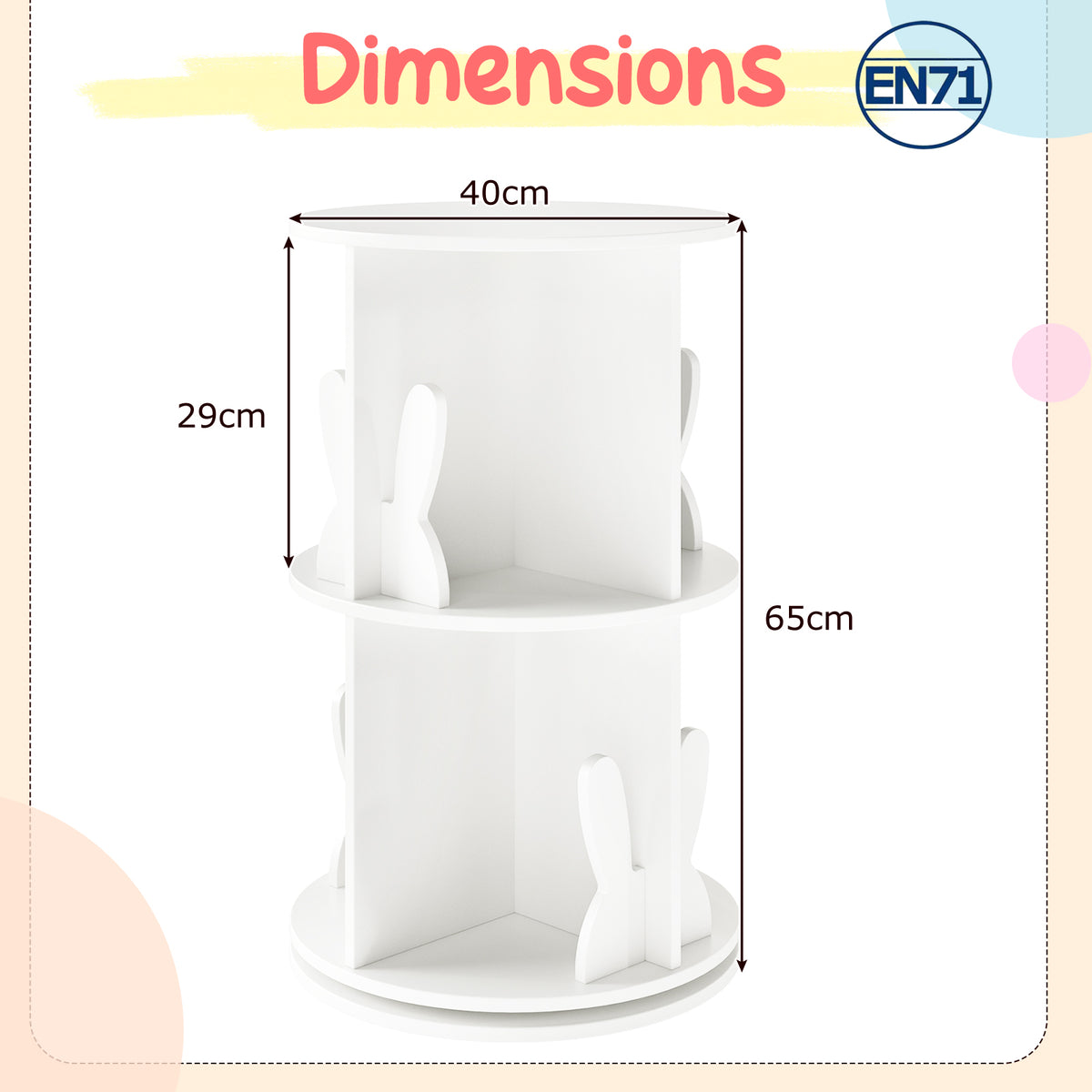 Cute 2-tier Kids Bookcase with Bunny/ Bear Bookends & 8 Compartments