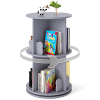 Cute 2-Tier Kids Bookcase with Bear Bookends