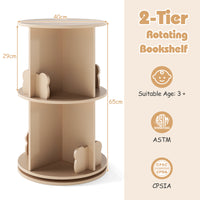 Cute 2-Tier Kids Bookcase with Bear Bookends