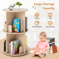 Cute 2-Tier Kids Bookcase with Bear Bookends