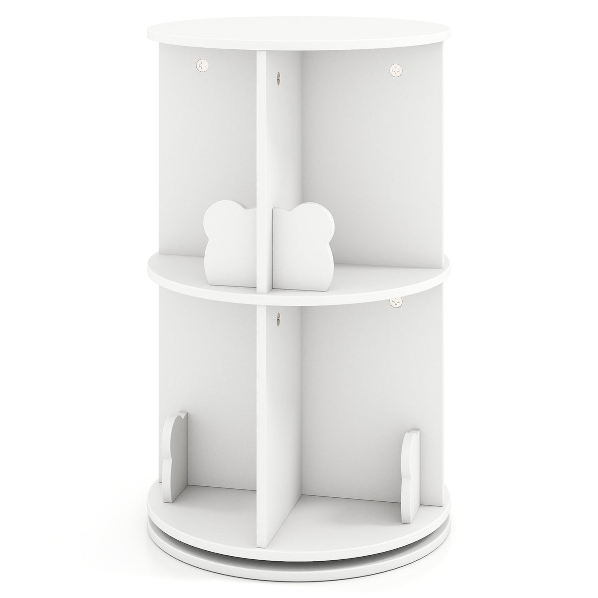 Cute 2-Tier Kids Bookcase with Bear Bookends
