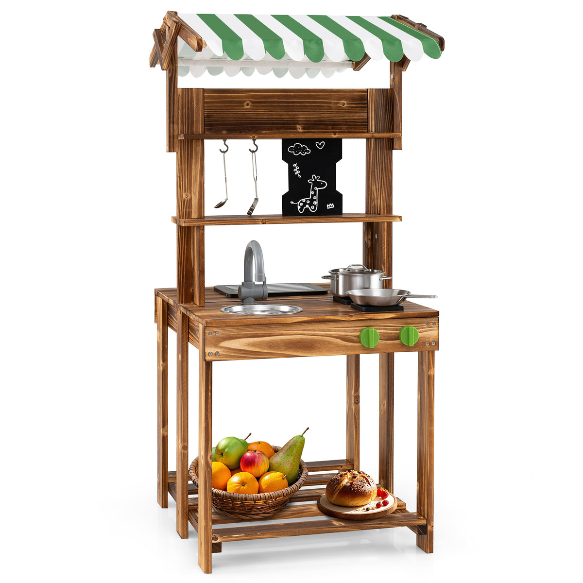 Wooden Barbecue Grill Playset with Canopy