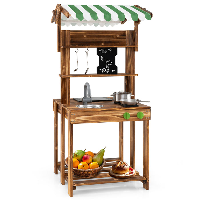 Wooden Barbecue Grill Playset with Canopy