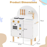 Play Kitchen for Kids, Wooden Kitchen Playset with Stoves, Faucet, Sink, Microwave & Oven