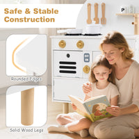 Play Kitchen for Kids, Wooden Kitchen Playset with Stoves, Faucet, Sink, Microwave & Oven