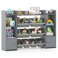 Kids Toy Storage Organizer Shelf, 4-Tier Large Storage Cabinet with 6 Cubbies & 8 Removable Bins
