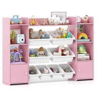 Kids Toy Storage Organizer Shelf, 4-Tier Large Storage Cabinet with 6 Cubbies & 8 Removable Bins