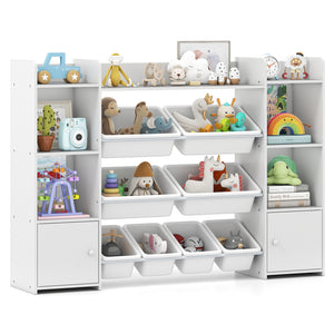 Kids Toy Storage Organizer Shelf, 4-Tier Large Storage Cabinet with 6 Cubbies & 8 Removable Bins