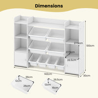 Kids Toy Storage Organizer Shelf, 4-Tier Large Storage Cabinet with 6 Cubbies & 8 Removable Bins
