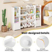 Kids Toy Storage Organizer Shelf, 4-Tier Large Storage Cabinet with 6 Cubbies & 8 Removable Bins