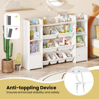 Kids Toy Storage Organizer Shelf, 4-Tier Large Storage Cabinet with 6 Cubbies & 8 Removable Bins