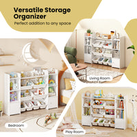 Kids Toy Storage Organizer Shelf, 4-Tier Large Storage Cabinet with 6 Cubbies & 8 Removable Bins