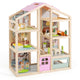 Wooden Dollhouse for Kids, Modern Family Pretend Playhouse w/Furniture Pieces & Figures
