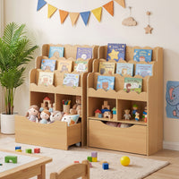 Toy Storage Organizer w/Shelves & Rolling Drawer, Toddler Book Storage Chest