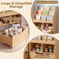 Toy Storage Organizer w/Shelves & Rolling Drawer, Toddler Book Storage Chest