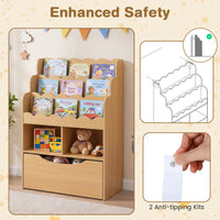 Toy Storage Organizer w/Shelves & Rolling Drawer, Toddler Book Storage Chest