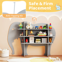 Elephant Kids Bookshelf, 3-Tier Toddler Bookcase for Toy Storage
