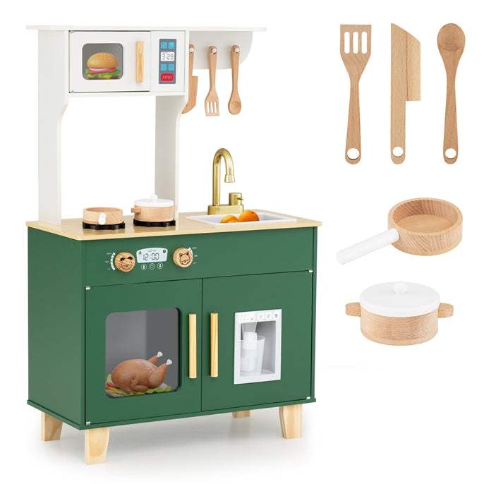 Kids Kitchen Playset, Wooden Pretend Play Kitchen