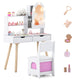 Kids Vanity Set, Pretend Play Dressing Table Set w/3-Color Lighting Modes