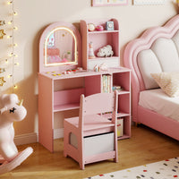 Kids Vanity Set, Princess Girls Makeup Vanity Desk with Chair
