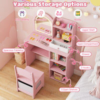 Kids Vanity Set, Princess Girls Makeup Vanity Desk with Chair