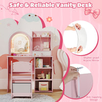 Kids Vanity Set, Princess Girls Makeup Vanity Desk with Chair