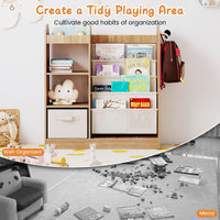 Toy Storage Organizer with Full-Length Mirror and 4-Tier Sling Shelves