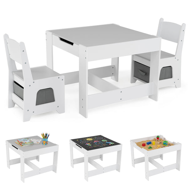 3-In-1 Kids Multi Activity Table & 2 Chairs Set for Toddlers