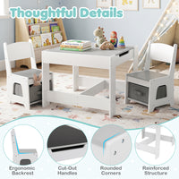 3-In-1 Kids Multi Activity Table & 2 Chairs Set for Toddlers