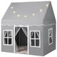 Kids Play Tent, Large Playhouse w/Star String Lights & Flag Banner, Washable Anti-Slip Coral Velvet Mat