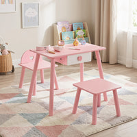 Kids Pretend Nail Salon Playset with Chair & Stool, Wooden Toddlers Makeup & Manicure Kit
