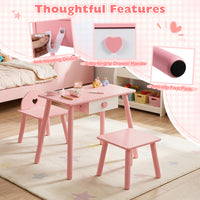 Kids Pretend Nail Salon Playset with Chair & Stool, Wooden Toddlers Makeup & Manicure Kit