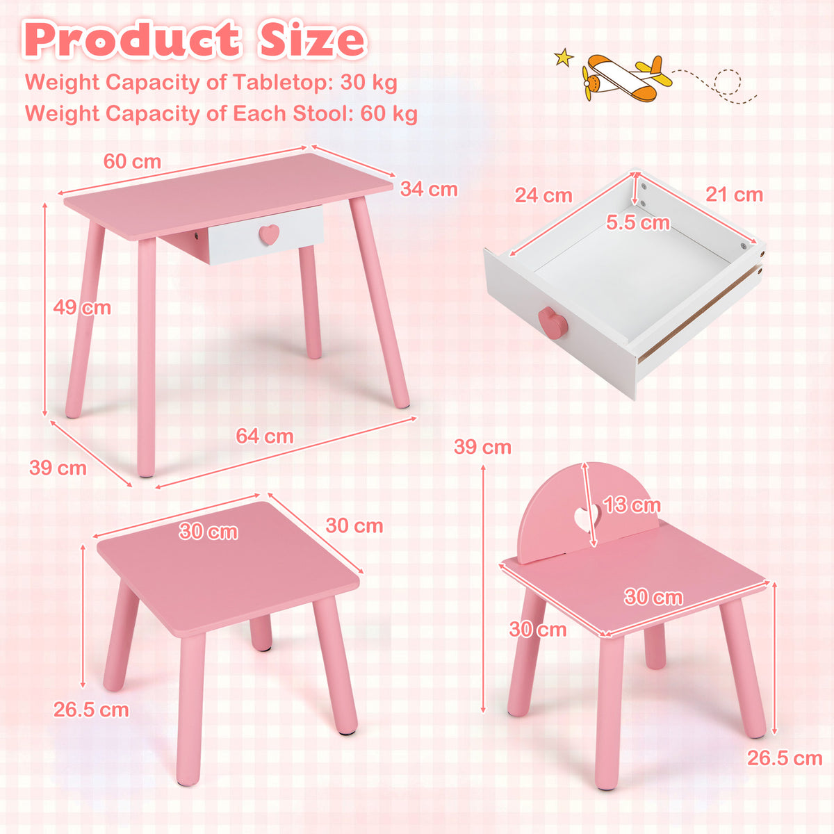 Kids Pretend Nail Salon Playset with Chair & Stool, Wooden Toddlers Makeup & Manicure Kit