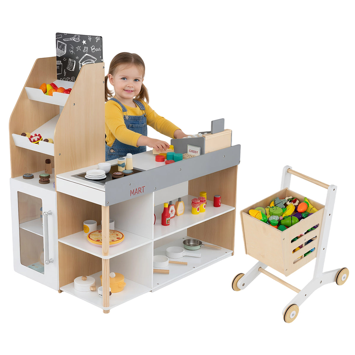 Supermarket Play Set with Shopping Cart for Toddlers