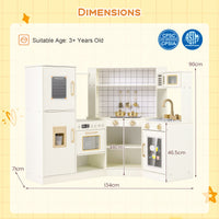 Pretend Play Corner Kitchen Set with Ice Dispenser and Water Circulation Faucet