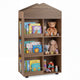 Wooden Kids Bookshelf and Toy Storage, Toddler Dollhouse Bookcase with Multiple Compartments