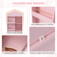 Wooden Kids Bookshelf and Toy Storage, Toddler Dollhouse Bookcase with Multiple Compartments