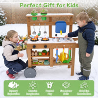 Rolling Outdoor Play Kitchen with Wheels for Boys Girls Ages 3 Plus