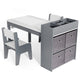 Wooden Kids Art Craft Study Table and Chairs Set with Paper Roll