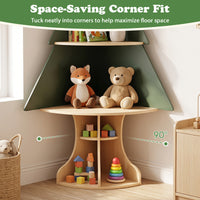 Corner Tree Bookshelf for Kids, Wooden Montessori Toddler Bookcase