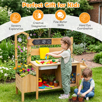 Honey Joy Mud Kitchen for Kids, Pretend Play Kitchen with Detachable Bird Cage