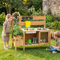 Honey Joy Mud Kitchen for Kids, Pretend Play Kitchen with Detachable Bird Cage
